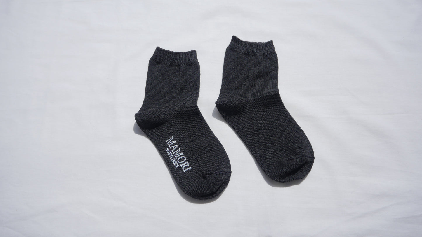 MAMORI Soft Linen Socks F Heavyweight 40/2 Short Crew Type