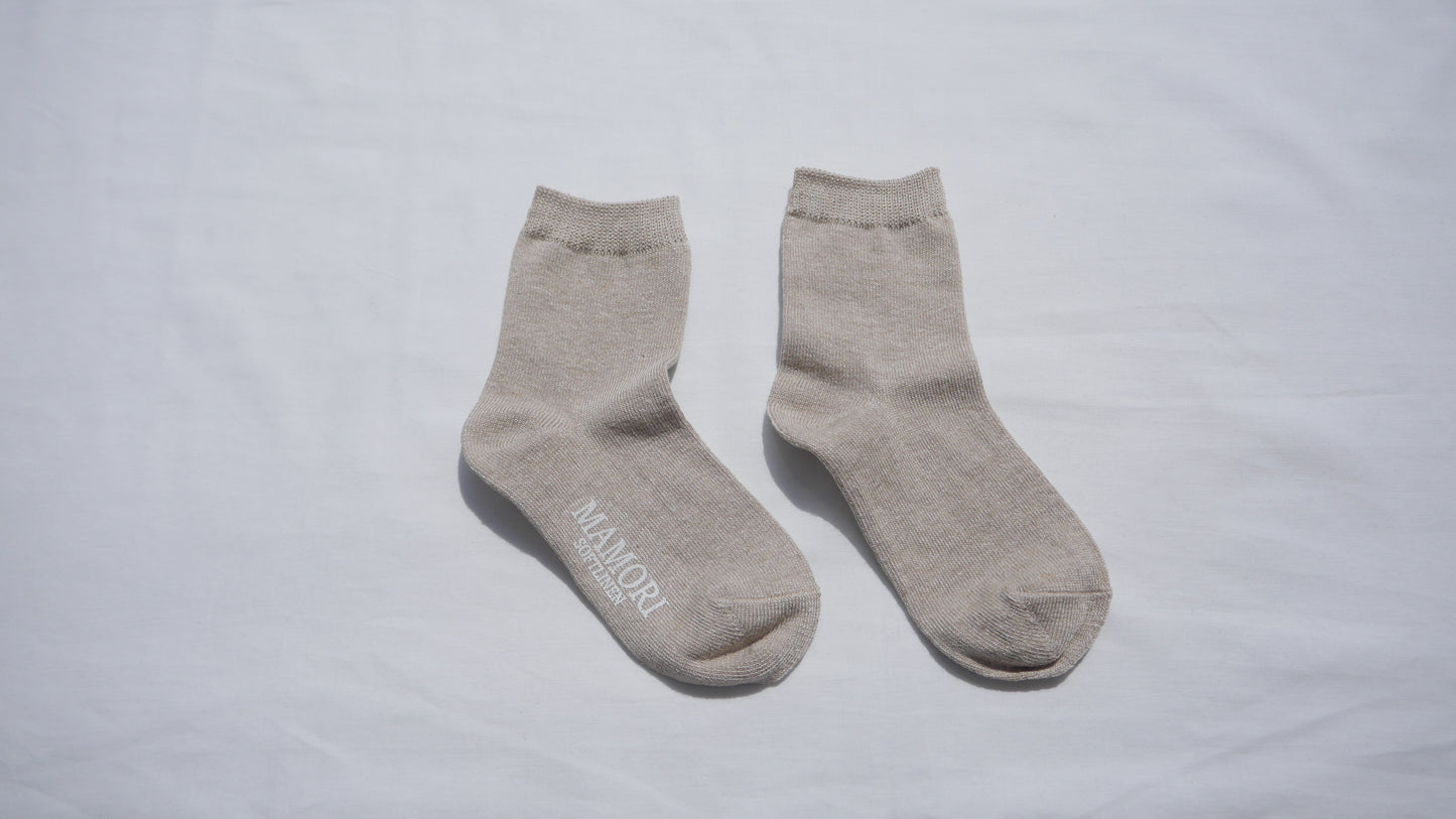 MAMORI Soft Linen Socks F Heavyweight 40/2 Short Crew Type