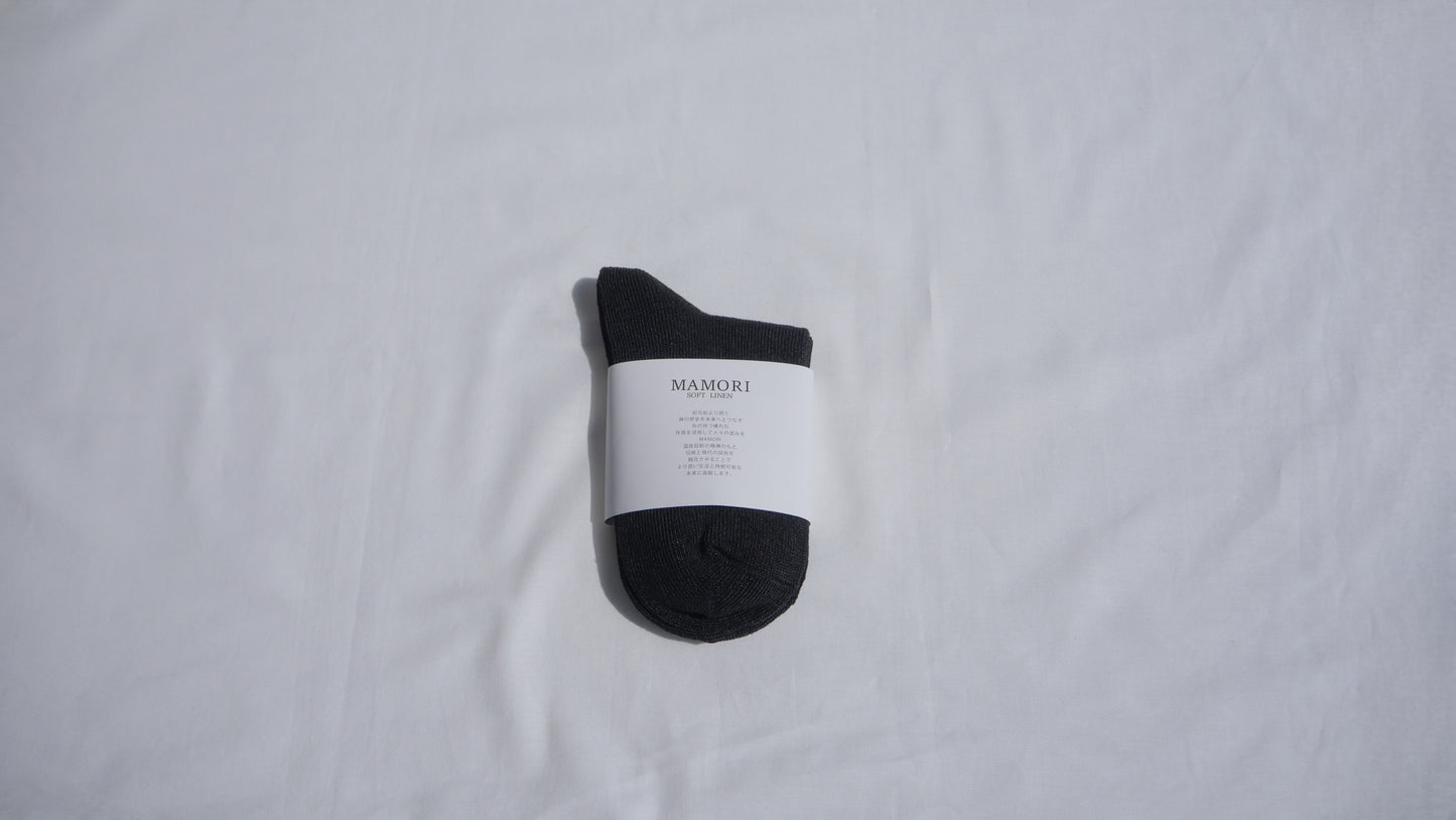 MAMORI Soft Linen Socks F Heavyweight 40/2 Short Crew Type