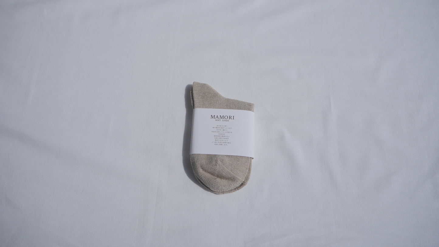 MAMORI Soft Linen Socks F Heavyweight 40/2 Short Crew Type