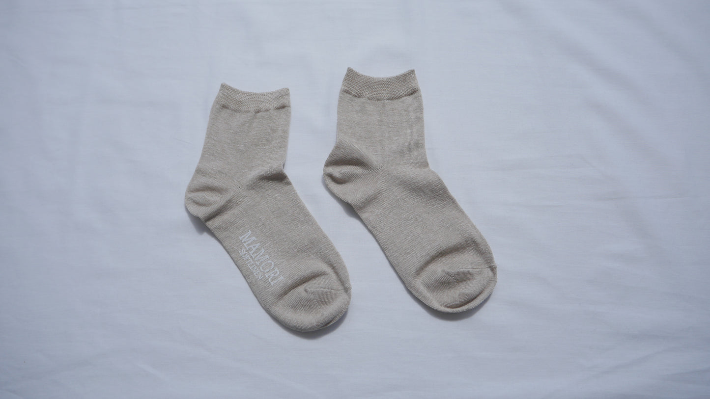 MAMORI Soft Linen Socks F Midweight 60/2 Short Crew Type