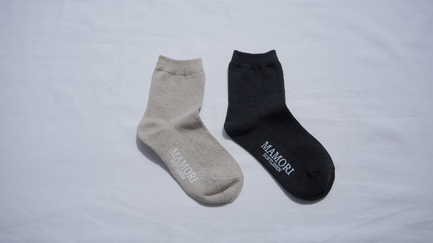 MAMORI Soft Linen Socks F Midweight 60/2 Short Crew Type