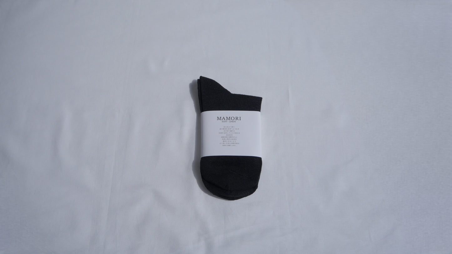 MAMORI Soft Linen Socks F Midweight 60/2 Short Crew Type