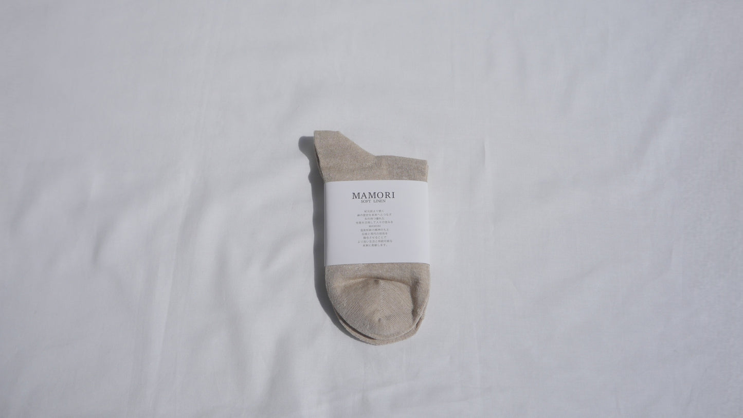 MAMORI Soft Linen Socks F Midweight 60/2 Short Crew Type