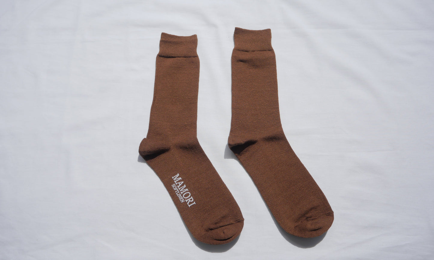 MAMORI Soft Linen Socks M Midweight 60/2 Crew Type