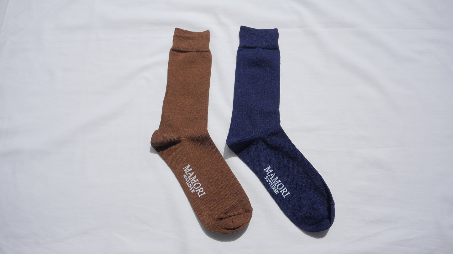 MAMORI Soft Linen Socks M Midweight 60/2 Crew Type