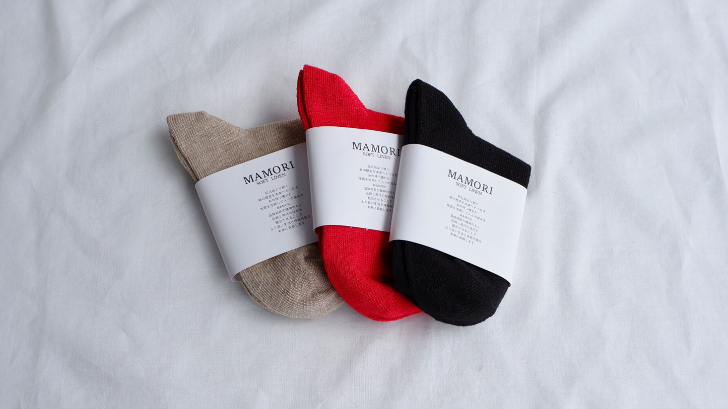MAMORI　ソフトリネンソックス　F　厚手　40/2　ショートクルータイプ