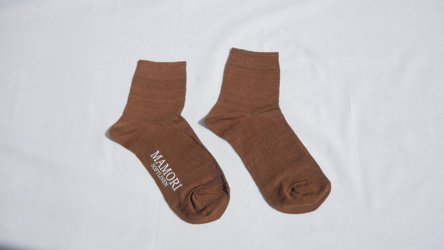 MAMORI Soft Linen 　Socks F　Lightweight　80/1  Short Crew Type