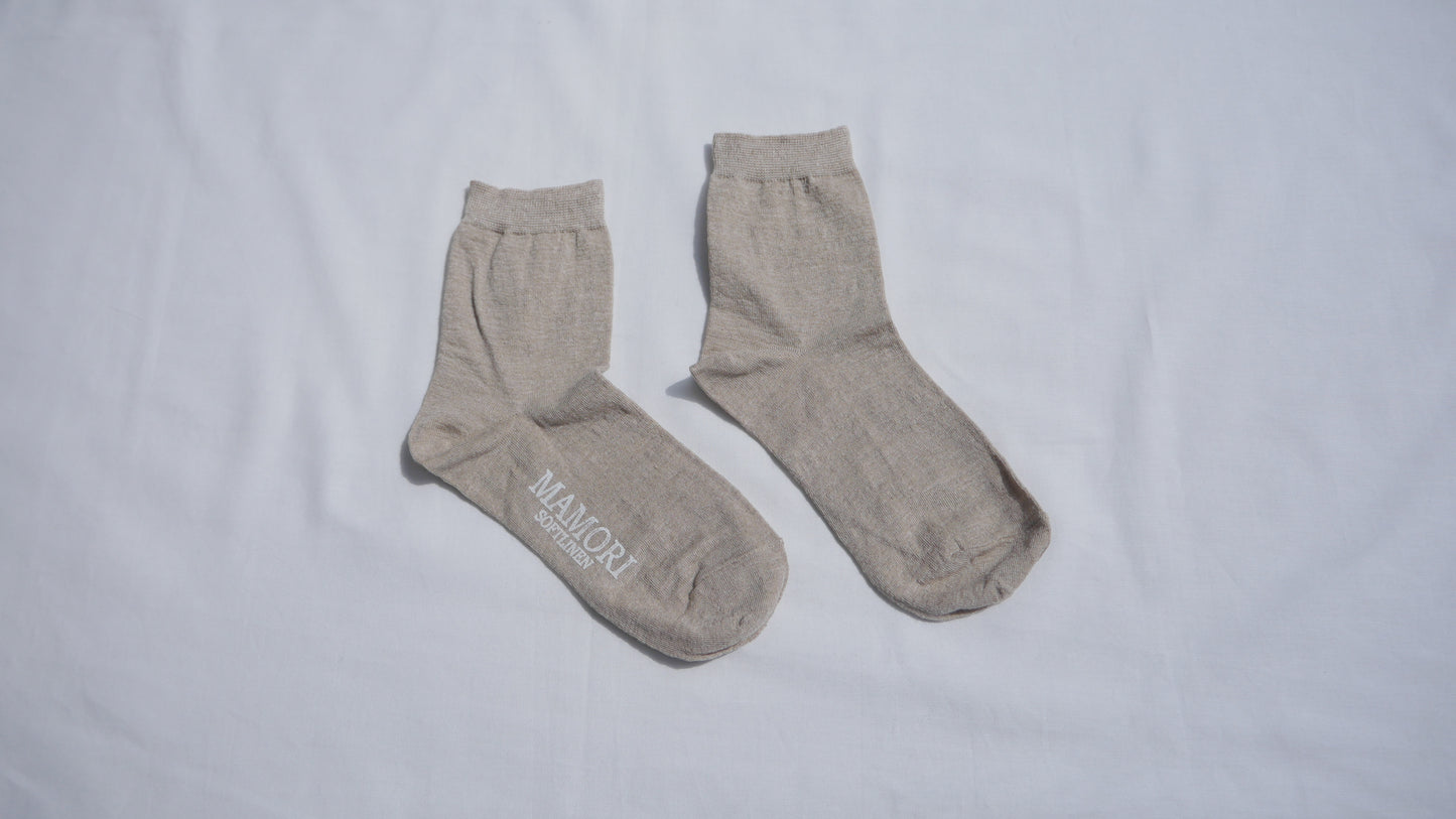 MAMORI Soft Linen 　Socks F　Lightweight　80/1  Short Crew Type