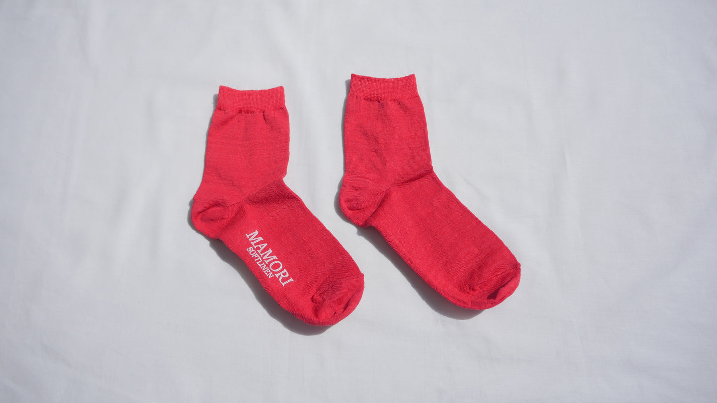 MAMORI Soft Linen 　Socks F　Lightweight　80/1  Short Crew Type